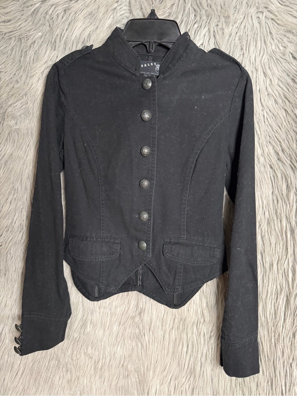 Ashley By 26 International Black Military-Style Button Jacket